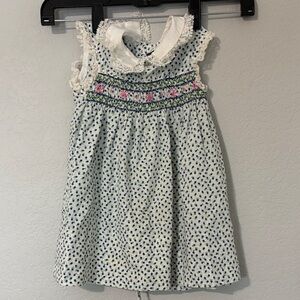 Carrousel Hand Smocked VTG Dress Floral Print White 4